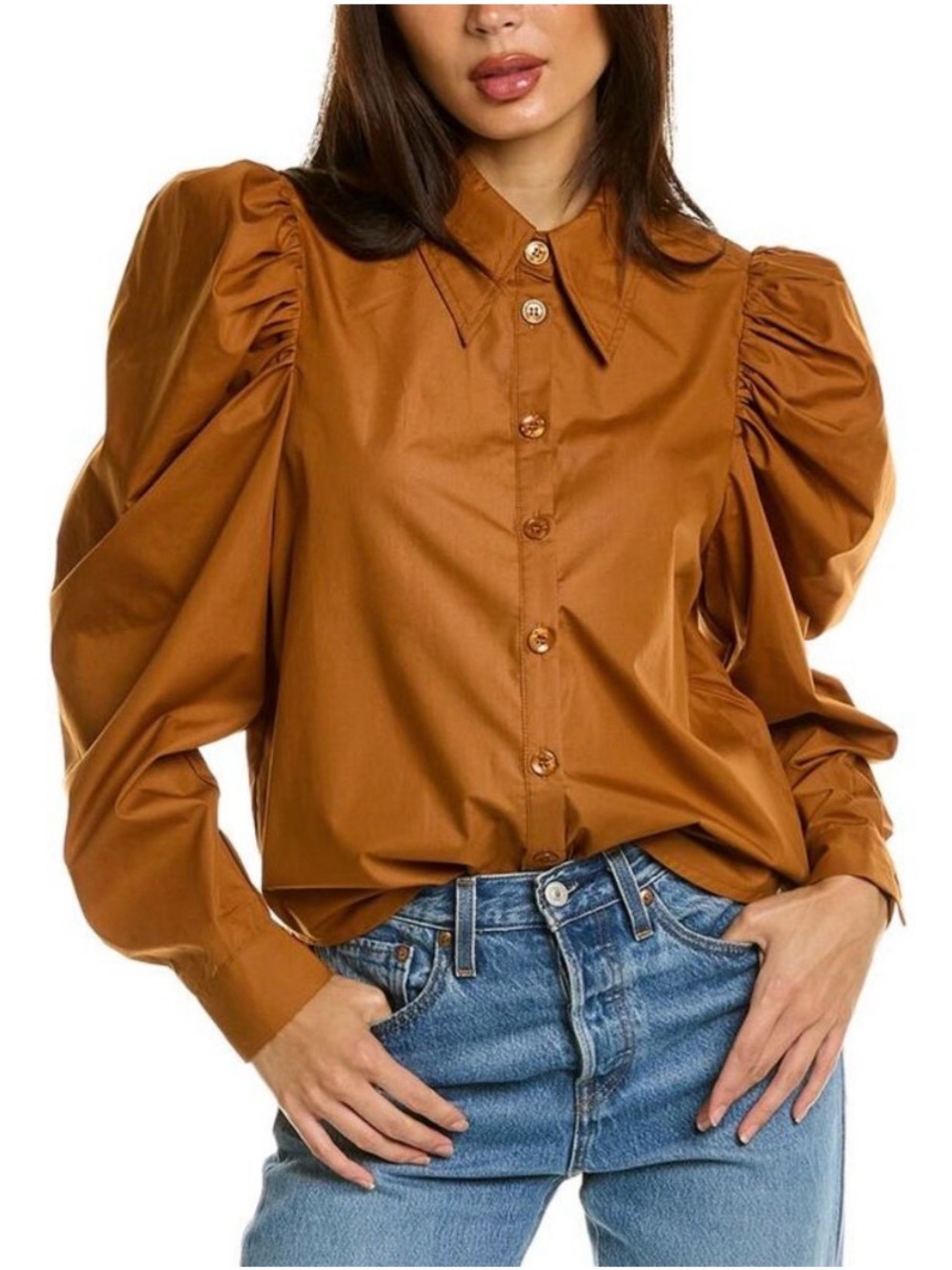 en saison Long Sleeve Poplin Button-Down Shirt large 100% cotton